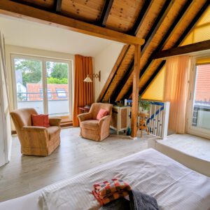 Schlafzimmer mit Dachterrasse